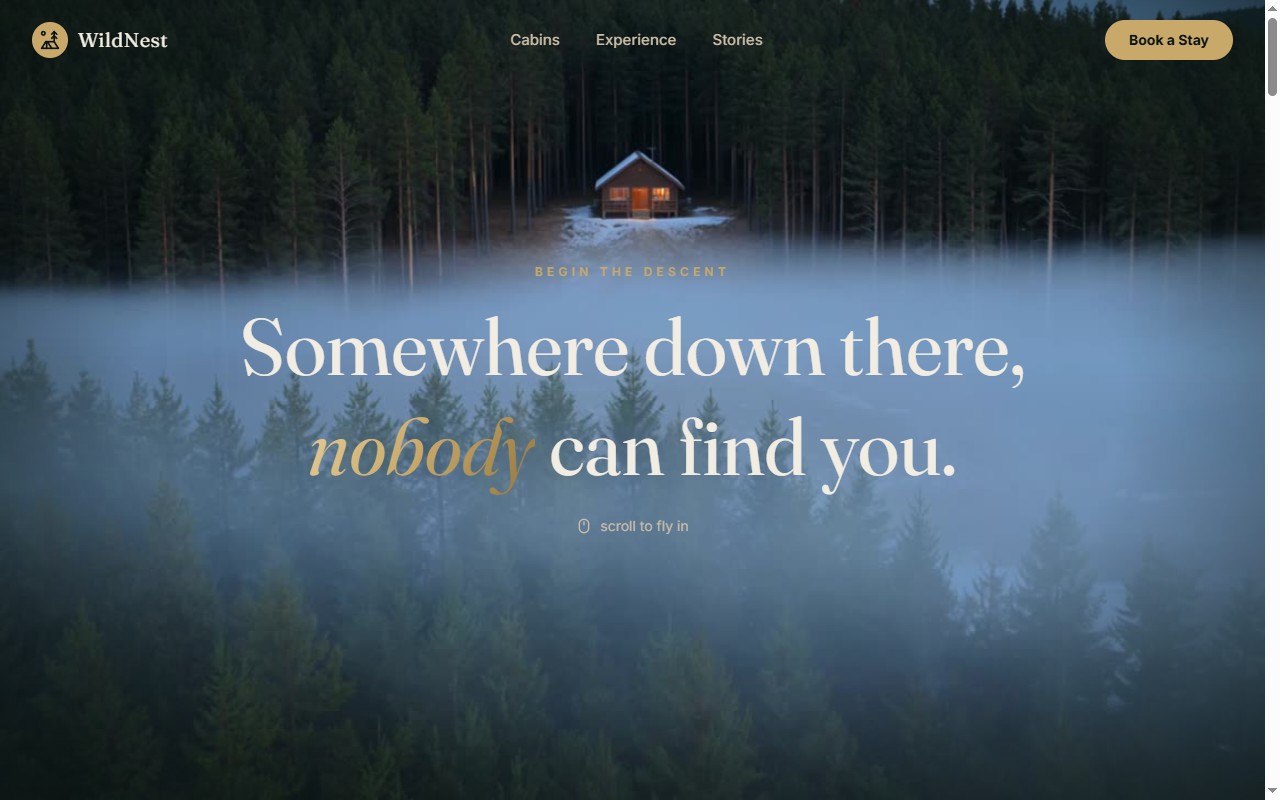 WildNest cabins site